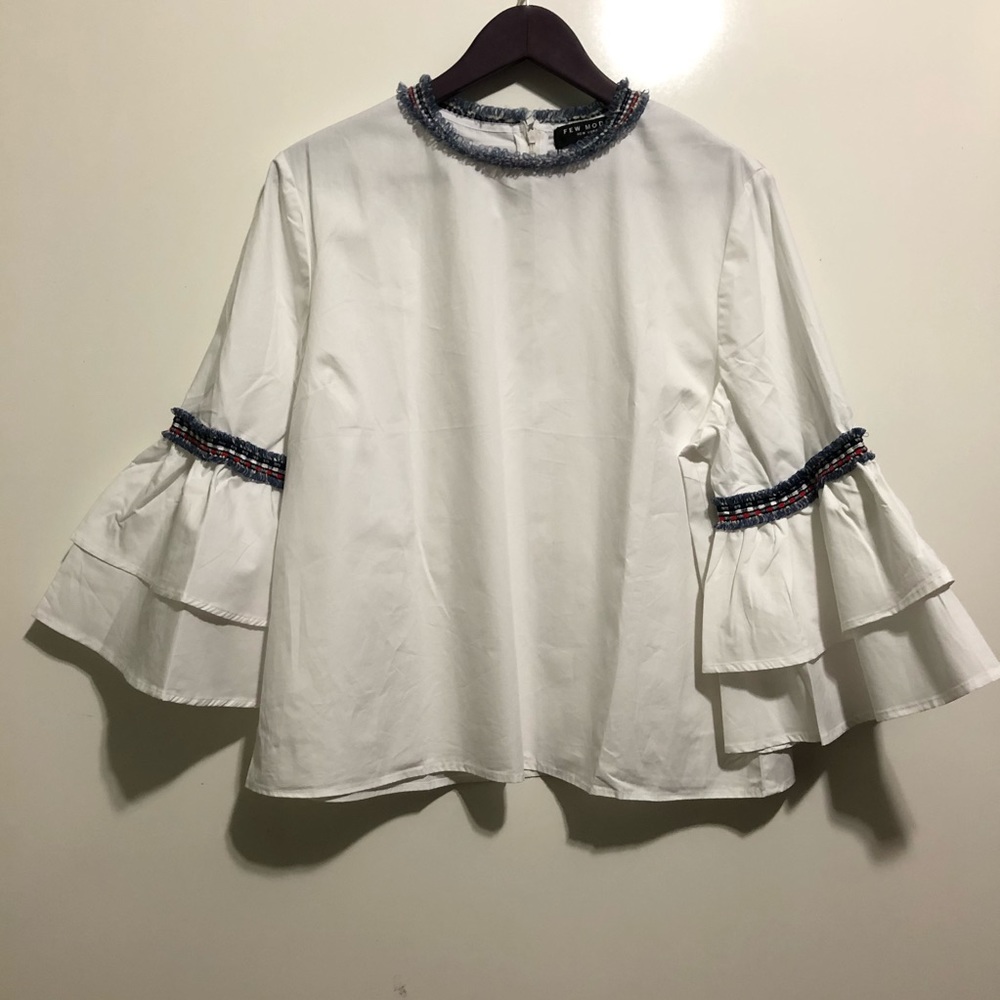 NWT Few Moda Fluted Ruffle Bell Sleeve Top - Picture 8 of 8